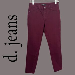 d. jeans maroon burgundy stretch mid rise skinny pants jeggings Size 6